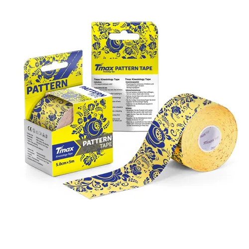 Tmax Gzhel Tape 5 cm x 5 m – Sarı Desenli Kinesio Bant