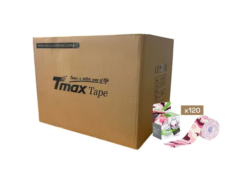 Tmax Kinesio Tape Ağrı Bandı 5 Cm x 5 Metre Kamuflaj Pembe Renk - 120'li Paket