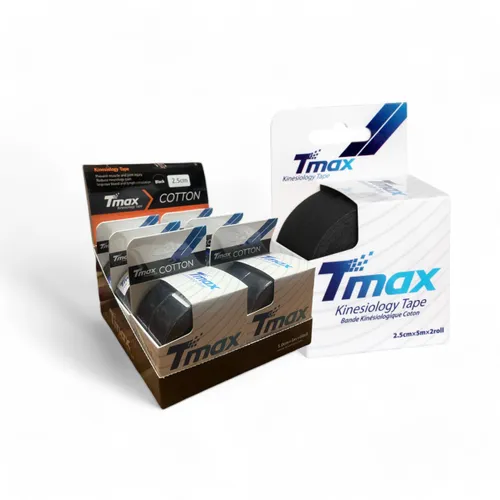 Tmax Kinesio Tape Ağrı Bandı 2,5 Cm x 5 Metre Siyah Renk – 2 Adet - 6 Lı Kutu