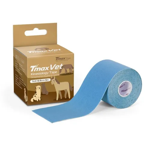 Tmax Vet Kinesiology Tape 6 cm x 5 m – Hayvanlar İçin Özel Kinezyo Bandı - Mavi