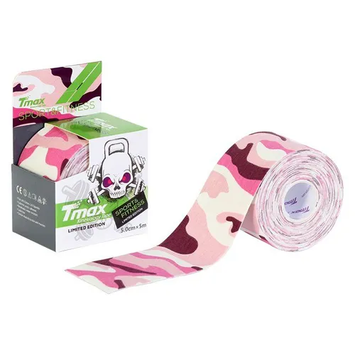 Tmax Kinesio Tape Ağrı Bandı 5 Cm x 5 Metre Kamuflaj Pembe Renk