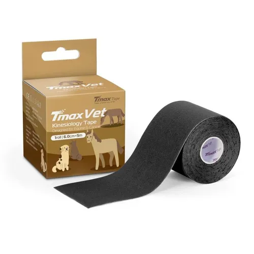 Tmax Vet Kinesiology Tape 6 cm x 5 m – Hayvanlar İçin Özel Kinezyo Bandı - Siyah