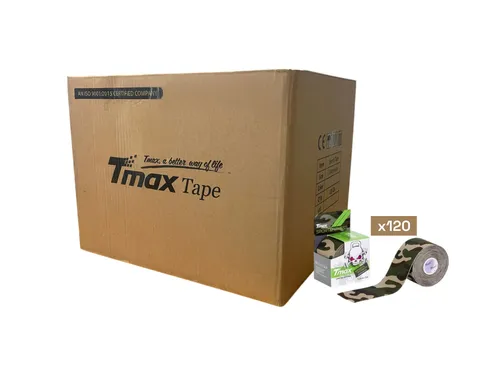 Tmax Kinesio Tape Ağrı Bandı 5 Cm x 5 Metre Kamuflaj Yeşil Renk - 120'li Paket